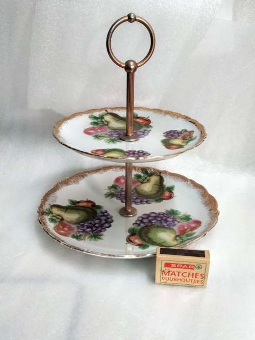 2 TIER CAKE stand GILT Trim+1 SNACK dish 2 DIV Look At All My BUY NOW Listings NO WAITING