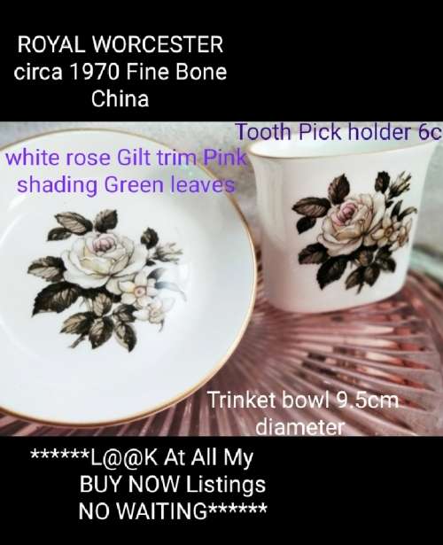 3  PIN Trays*Royal Doulton*Tuscan*Royal Worcester+2 Tooth Pick Holders*LOOK At My BUY NOW*NO WAITING