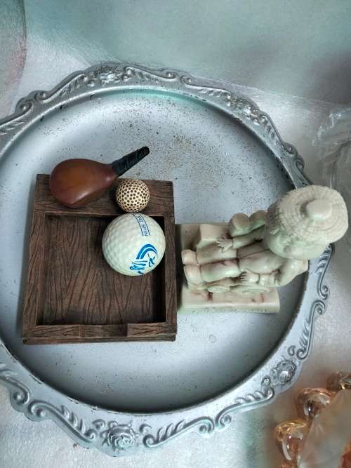 Ornaments Golfing tray Multipurpose notes Trinkets ashtray+Get well figurine