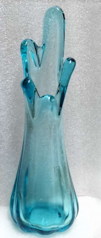 Vase 5 finger SWUNG Art Glass hand blown has air bubbles Look at my Buy Now listings No Waiting