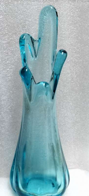 Vase 5 finger SWUNG Art Glass hand blown has air bubbles Look at my Buy Now listings No Waiting