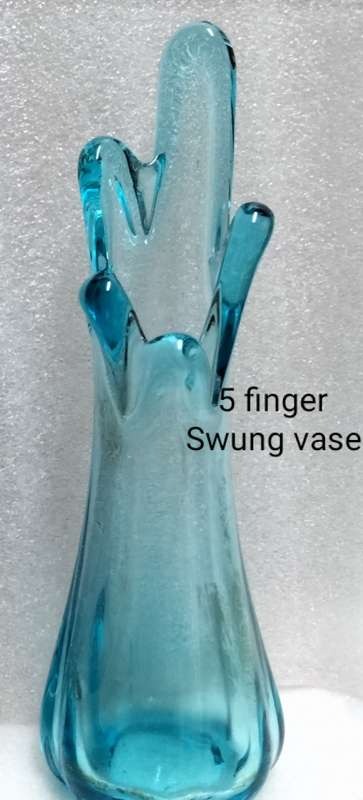 Vase 5 finger SWUNG Art Glass hand blown has air bubbles Look at my Buy Now listings No Waiting