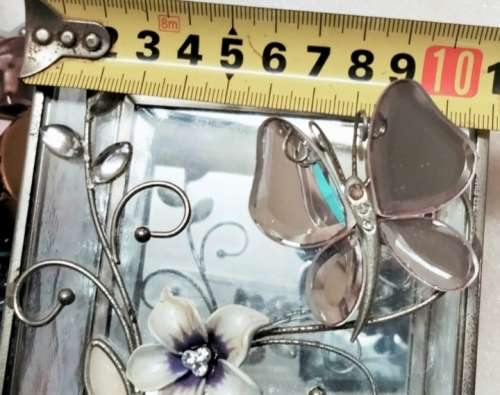 Sophia Collections ? glass trinket box -flowers crystals mirror