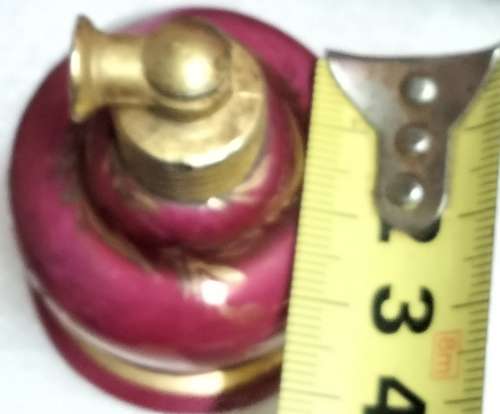 Perfume Bottle - ceramic LIMOGE  gilt top + dauber no pump Romantic Couple France