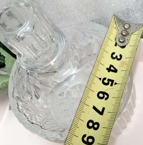 Perfume Bottle -Art Deco Cut Glass Crystal top Rose cut+rib trinket bowl VANITY dressing Table decor