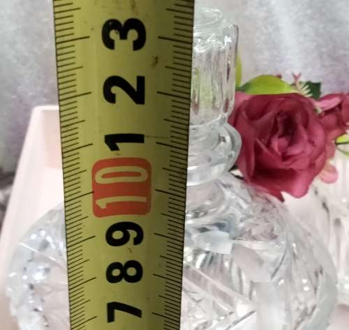 Perfume Bottle -Art Deco Cut Glass Crystal top Rose cut+rib trinket bowl VANITY dressing Table decor