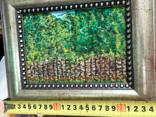 FRAMED Small Painting oil on board Forrest of lovely  TREES scene