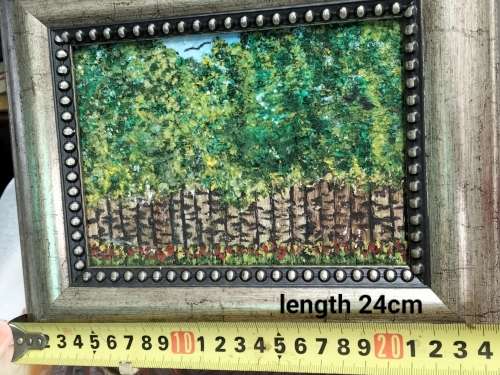 FRAMED Small Painting oil on board Forrest of lovely  TREES scene