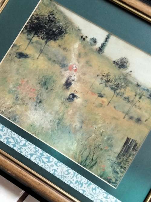 FRAMED Picture mountain path people *back `Oorligsport Hertzog ville`