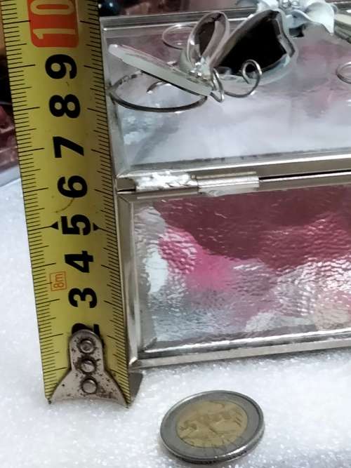 Sophia Collections ? glass trinket box -flowers crystals mirror
