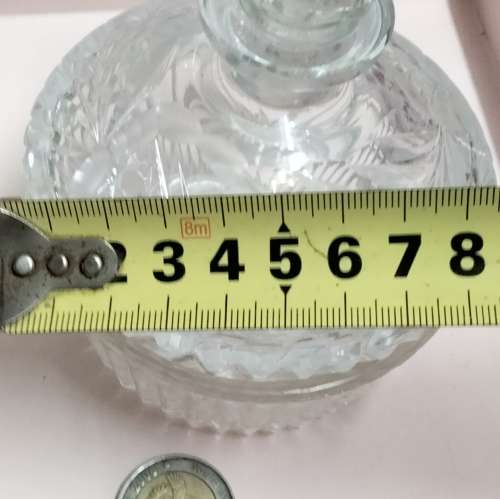 Perfume Bottle -Art Deco Cut Glass Crystal top Rose cut+rib trinket bowl VANITY dressing Table decor