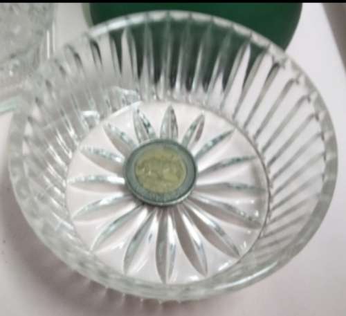 Perfume Bottle -Art Deco Cut Glass Crystal top Rose cut+rib trinket bowl VANITY dressing Table decor