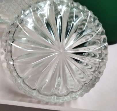 Perfume Bottle -Art Deco Cut Glass Crystal top Rose cut+rib trinket bowl VANITY dressing Table decor