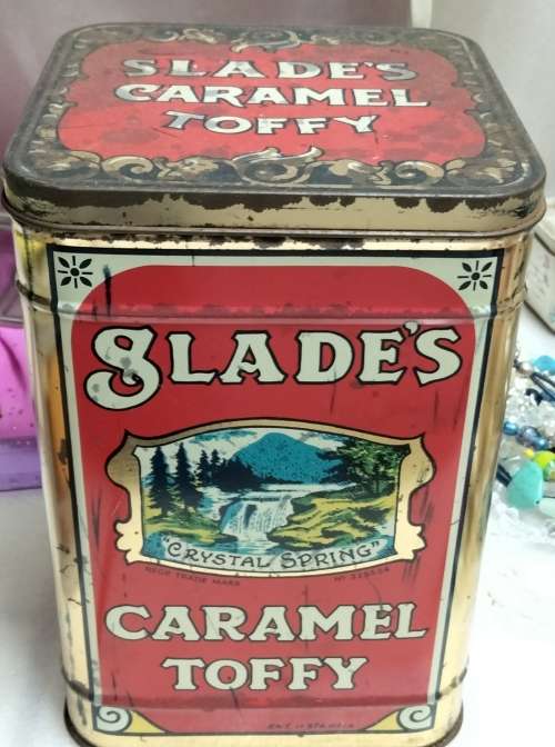 Vintage TIN SLADE Caramel Toffy tin LOOK At All My BUY NOW LISTINGS NO WAITING