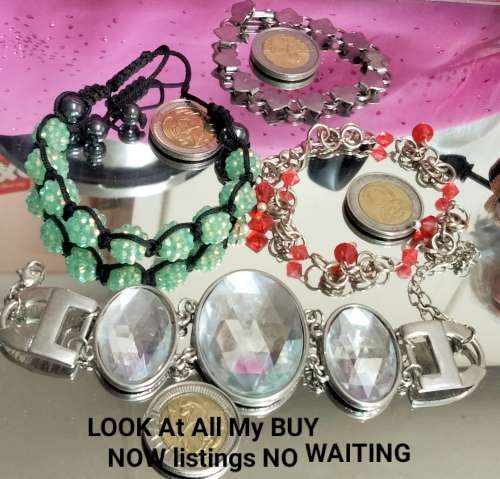 4 bracelets Artisinal 3 mix cord  beads  base metal charms Crylic crystals spacer all one bid
