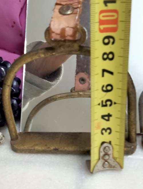 2 solid BRASS  Stirrup ornaments on straps