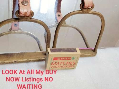2 solid BRASS  Stirrup ornaments on straps
