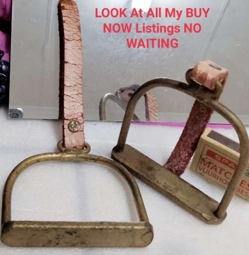 2 solid BRASS  Stirrup ornaments on straps