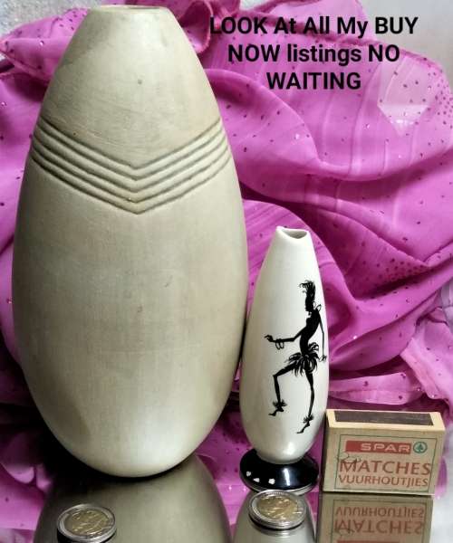 1 Ovoid Small pottery Vase smooth very tactile Beautiful +1 small Wade vase