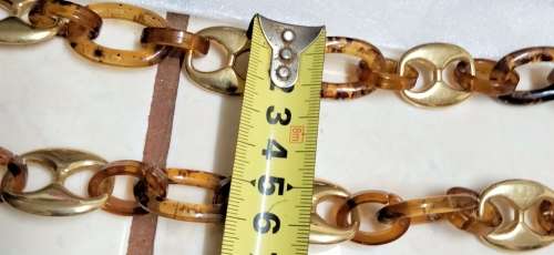 Baltic amber simulated -Belt with decorative gold tone metal spacers