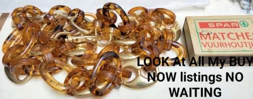 Baltic amber simulated -Belt with decorative gold tone metal spacers