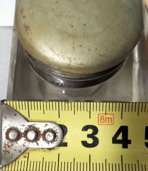Inkwell stamped EPNS on collar Hinged lid lead Crystal  bevelled edges No chips No cracks