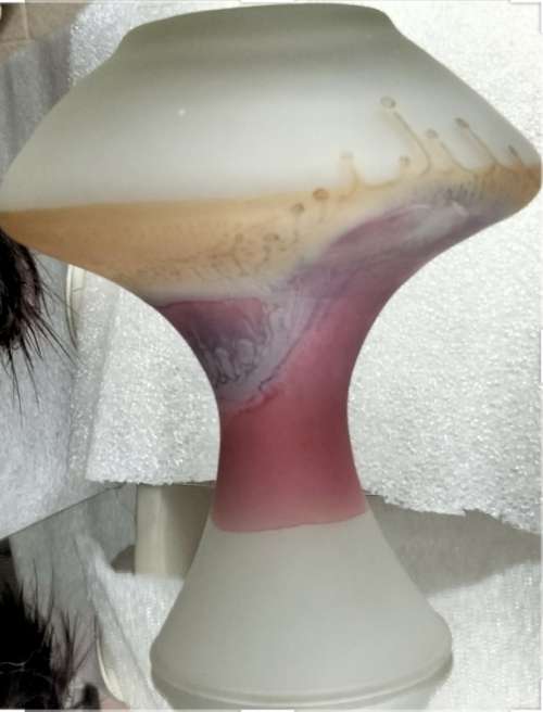 Gorgeous highly decorated  Delicate glass Vase edges hand blown