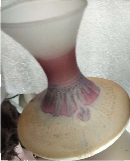 Gorgeous highly decorated  Delicate glass Vase edges hand blown