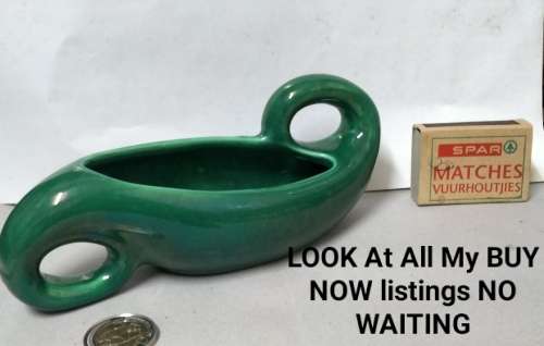 Vase Green Vintage vase Pottery ceramic Grahamstown LOOK At My BUY NOW LISTINGS NO WAITING