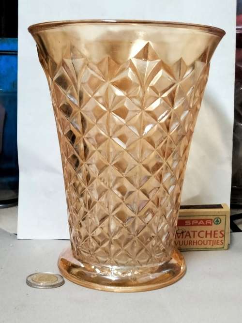 Vase  - Carnival glass Waffle Diamond Pattern Condition perfect