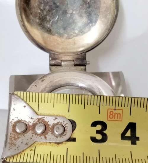 Inkwell stamped EPNS on collar Hinged lid lead Crystal  bevelled edges No chips No cracks