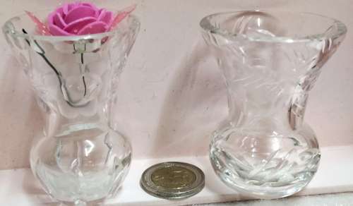 POSY VASE  2 * Rose Cut Glass Crystal* Stunning Small *one bit bigger