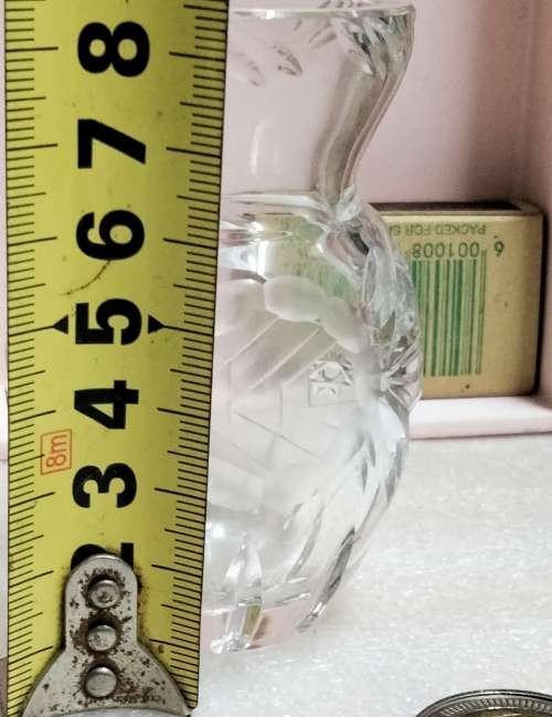 VASES POSY- 2  Rose pattern CRYSTAL cut glass Edge design 1 pedestal  base EXQUISITE