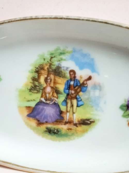 stamped LIMOGES France   courting couple Trinket PIN trays*Look At My BUY NOW Listing*NO WAITING