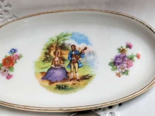 stamped LIMOGES France   courting couple Trinket PIN trays*Look At My BUY NOW Listing*NO WAITING