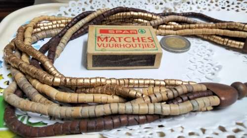 1 Bib mixed Necklace  multiple 6 strands painted multiple small roundel beads wood