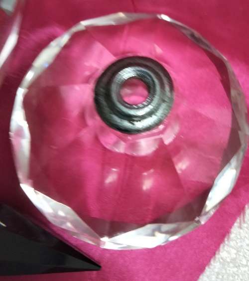 Art Deco bottle-Crystal Cut Glass Black finial dauber+Candle holder
