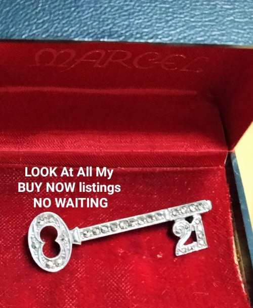 stamped SILVER BROOCH MARCASITE  21st Brooch LOOK At All My BUY NOW LISTINGS NO WAITING