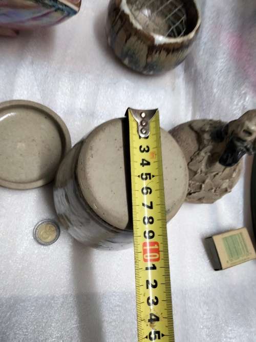 Ginger Jar + Lid has leaf décor Artist impressed markLOOK At All My BUY NOW listings NO WAITING