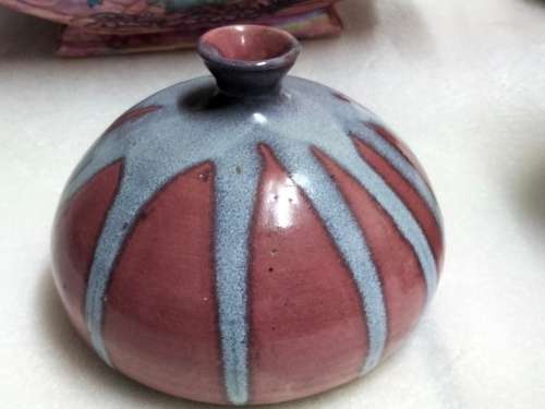 Vase - Posy Pottery deep pink an grey LOOK At All My BUY NOW listings NO WAITING