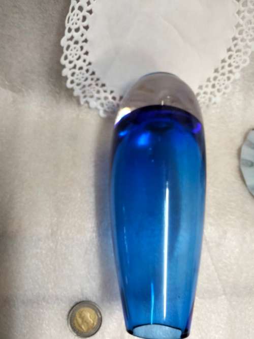 1Vase  - Murano COBOLT blue  cased glass clear base *Look At My BUY NOW Listing*NO WAITING