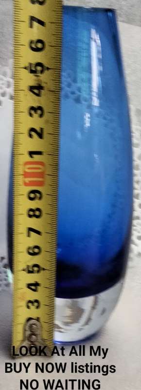 1Vase  - Murano COBOLT blue  cased glass clear base *Look At My BUY NOW Listing*NO WAITING