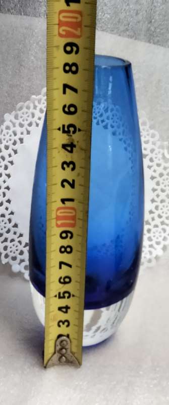 1Vase  - Murano COBOLT blue  cased glass clear base *Look At My BUY NOW Listing*NO WAITING
