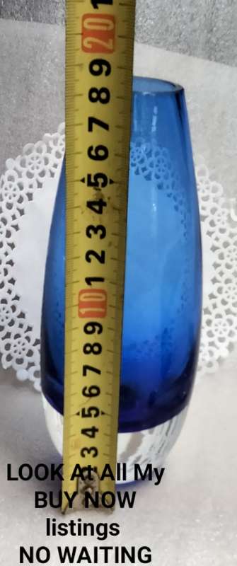 1Vase  - Murano COBOLT blue  cased glass clear base *Look At My BUY NOW Listing*NO WAITING