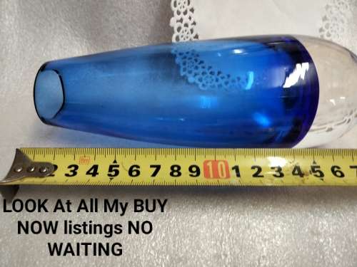 1Vase  - Murano COBOLT blue  cased glass clear base *Look At My BUY NOW Listing*NO WAITING