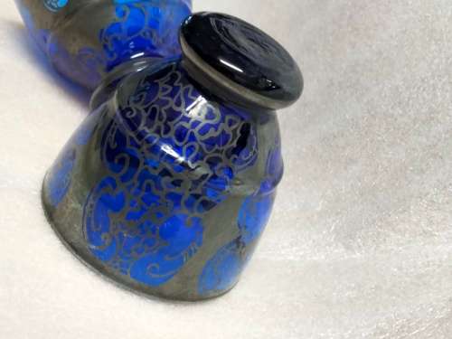 2 glasses vintage Tea glass Moroccan Cobolt silver overlay  Look At My BUY NOW Listing-NO WAITING