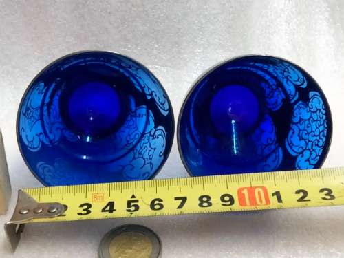2 glasses vintage Tea glass Moroccan Cobolt silver overlay  Look At My BUY NOW Listing-NO WAITING