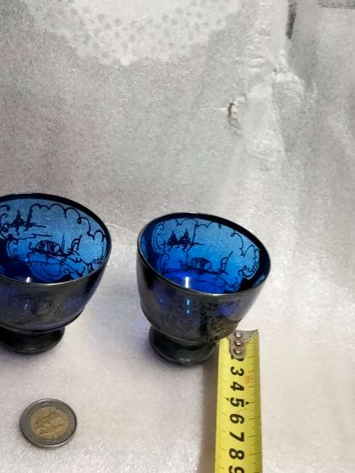 2 glasses vintage Tea glass Moroccan Cobolt silver overlay  Look At My BUY NOW Listing-NO WAITING