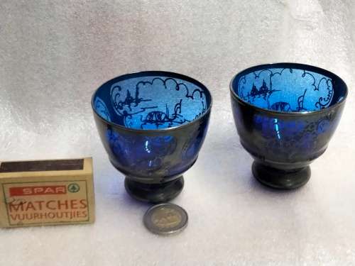 2 glasses vintage Tea glass Moroccan Cobolt silver overlay  Look At My BUY NOW Listing-NO WAITING