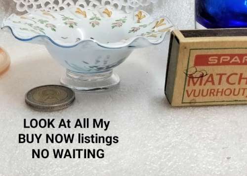 Opaline RARE Vase/bowl  frilled white cased glass clear base Look at my Buy Now listings No Waiting